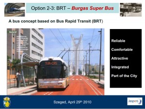 Burgaso BRT troleibusų linijos projekto pristatymo fragmentas